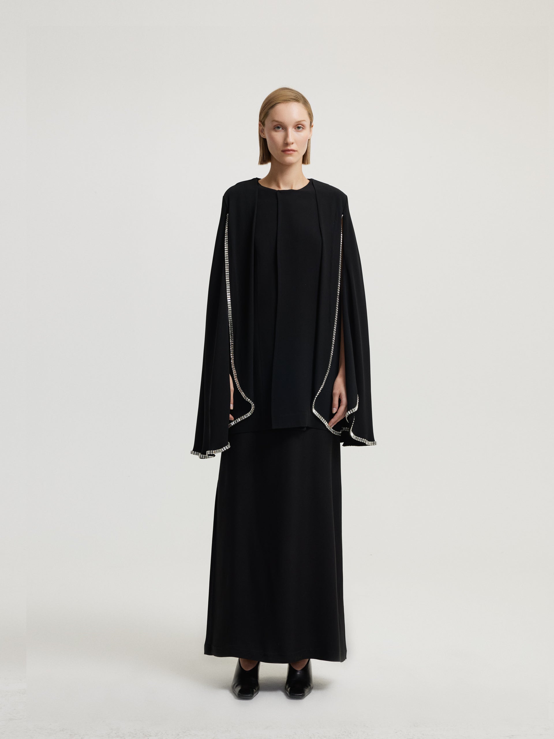 Black Long Jacket with Stones 