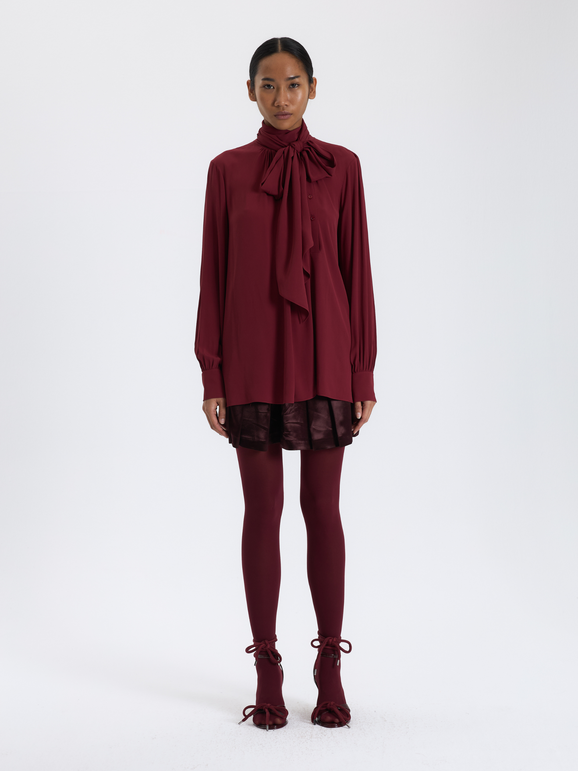 Red Scarf Detail Blouse 